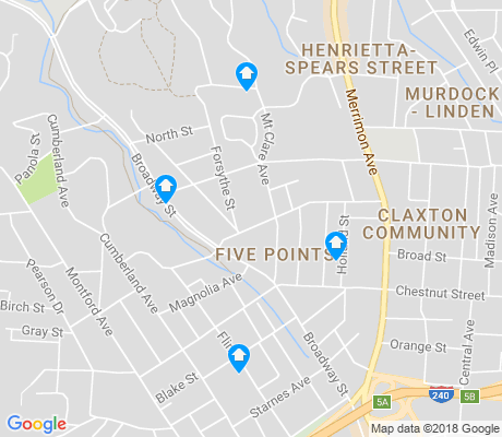 Overview Map of Five Points Asheville NC where we provide roof repair and roof replacement.