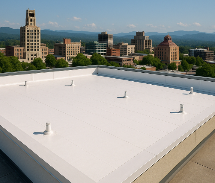 types of commercial roofing, commercial roofing Asheville, TPO roofing Asheville, EPDM commercial roofing, metal roofing Asheville NC, best commercial roofing types, flat roof options for businesses, green roofing Asheville, modified bitumen roof, built-up roofing Asheville, PVC roofing systems, energy-efficient commercial roofs, Asheville commercial roofers, commercial roof comparison, Litespeed Construction roofing