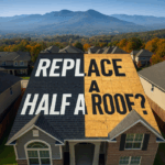 replace half of a roof, partial roof replacement, roof repair vs replacement, cost to replace part of a roof, roofing contractors Asheville, roofing codes NC, residential roof replacement, roof damage insurance claims, patching roof vs full replacement, roof integrity standards, North Carolina roofing laws, roofing underlayment requirements, roof inspection checklist NC, Litespeed Construction Asheville, best roofing company Asheville