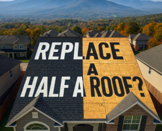replace half of a roof, partial roof replacement, roof repair vs replacement, cost to replace part of a roof, roofing contractors Asheville, roofing codes NC, residential roof replacement, roof damage insurance claims, patching roof vs full replacement, roof integrity standards, North Carolina roofing laws, roofing underlayment requirements, roof inspection checklist NC, Litespeed Construction Asheville, best roofing company Asheville